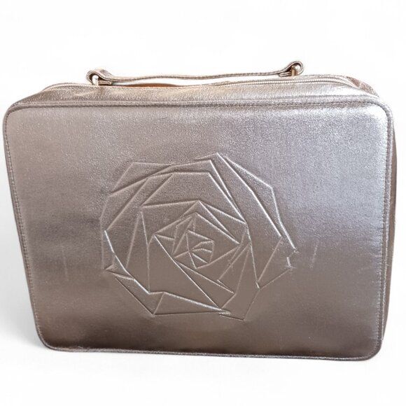 Lancôme Gold Train Case Makeup Bag – Rose Detail – Carrying Handle – Never Used - Picture 2 of 14